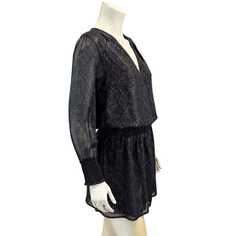 Veronica M. Metallic Python Print Blouson Mini Dr… - image 7